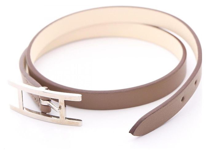 Hermès Bracciale Hermes HERMES Be Api Double Tour Marrone - vista 3
