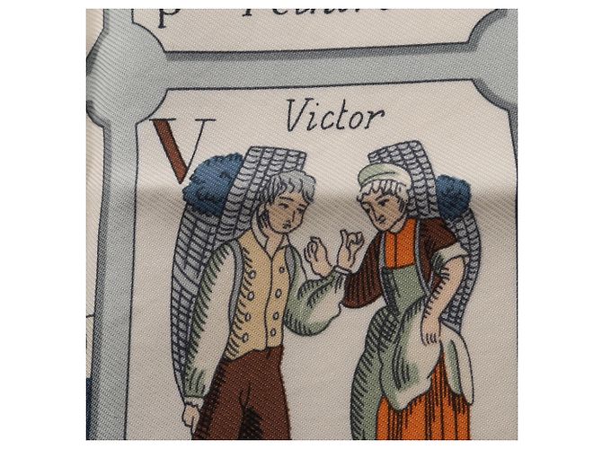 Silk In Hermès Foulard Hermes Petit Carré 45 L'ALPHABET DES METIERS Multicolore Verde - vista 5