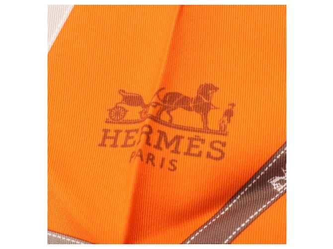 Hermès Foulard Triangolare Hermes Pointu Bolduc Marrone Arancione - vista 3
