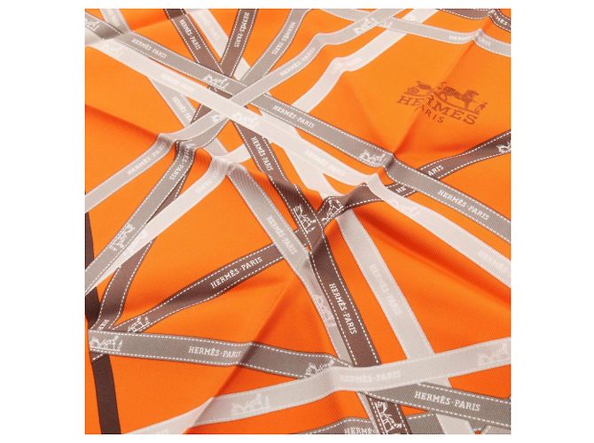 Hermès Foulard Triangolare Hermes Pointu Bolduc Marrone Arancione - vista 5