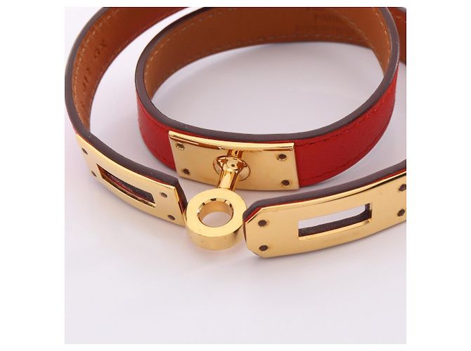 Hermès Bracciale Charm Hermes Mini Kelly Double Tour Rosso D'oro - vista 3
