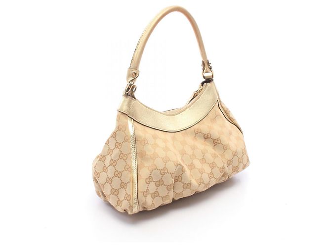 Borsa a tracolla Gucci Abbey GG Canvas Beige D'oro - vista 2