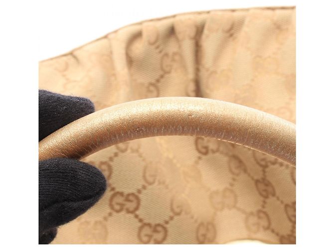 Borsa a tracolla Gucci Abbey GG Canvas Beige D'oro - vista 7