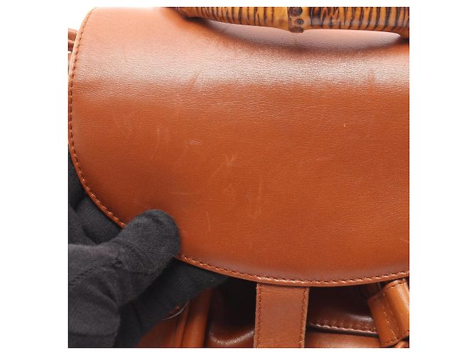 Gucci Bamboo Leder-Rucksack Braun - Ansicht 14