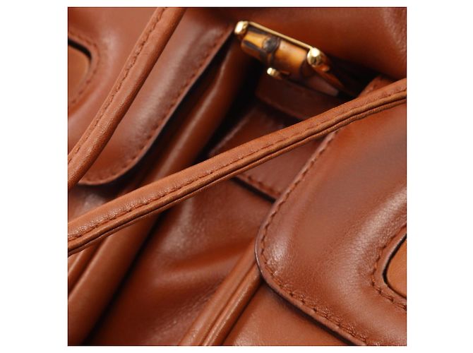 Gucci Bamboo Leder-Rucksack Braun - Ansicht 15