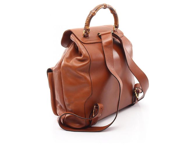 Gucci Bamboo Leder-Rucksack Braun - Ansicht 2