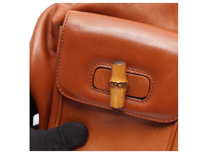 Gucci Bamboo Leder-Rucksack Braun - Ansicht 6