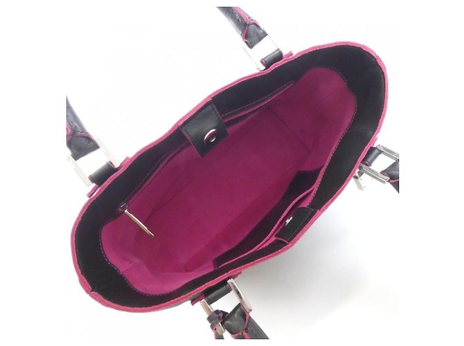 Borsa Loewe Amazona in nero e rosa - vista 8