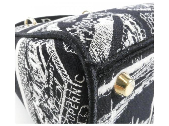 Borsa a mano media Lady D-Lite Christian Dior Plan de Paris Nero Bianco - vista 3