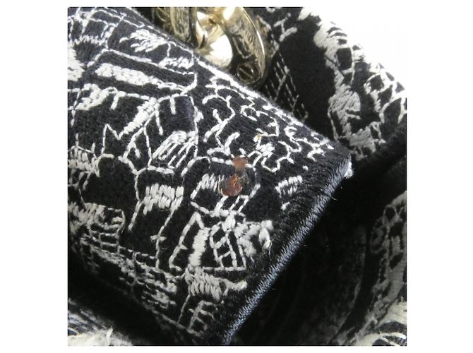 Borsa a mano media Lady D-Lite Christian Dior Plan de Paris Nero Bianco - vista 4