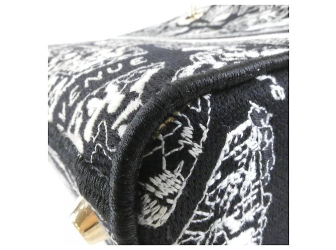 Borsa a mano media Lady D-Lite Christian Dior Plan de Paris Nero Bianco - vista 5