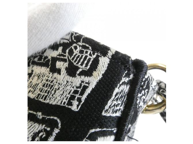 Borsa a mano media Lady D-Lite Christian Dior Plan de Paris Nero Bianco - vista 6