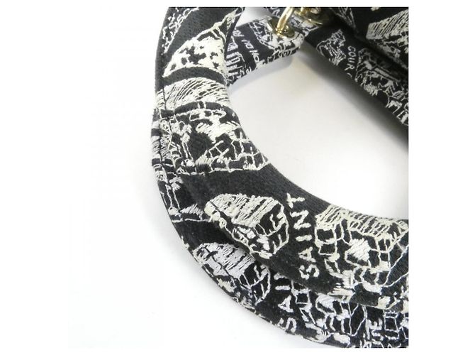 Borsa a mano media Lady D-Lite Christian Dior Plan de Paris Nero Bianco - vista 8