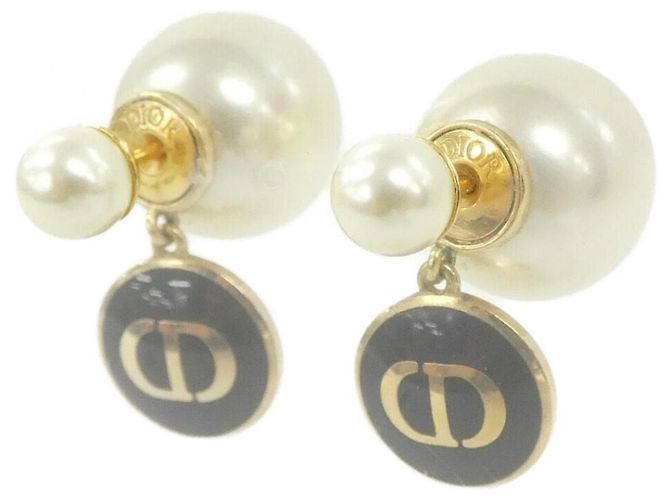 Orecchini Tribal Christian Dior Nero Bianco - vista 2