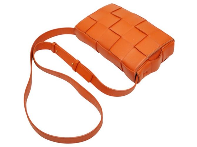 Borsa a tracolla Bottega Veneta Maxi Intrecciato Cassette Arancione - vista 11
