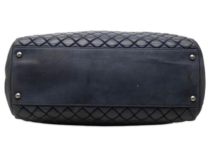 Chanel Matelassé gesteppte Chain Tote Bag Silber Marineblau - Ansicht 3