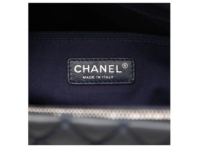 Chanel Matelassé gesteppte Chain Tote Bag Silber Marineblau - Ansicht 6