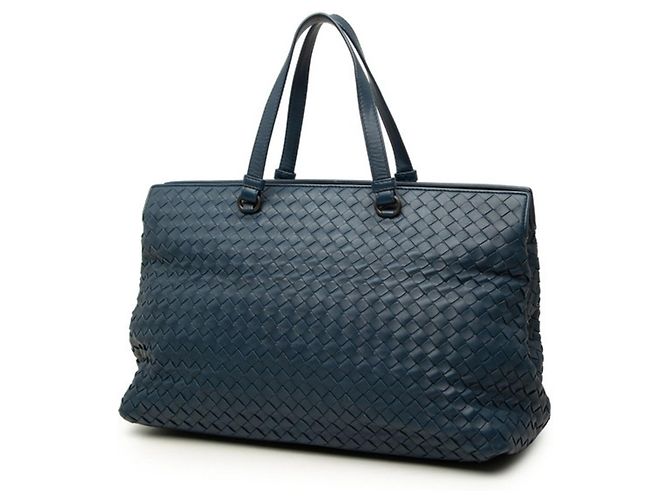 Borsa Tote Bottega Veneta in pelle blu navy - vista 2