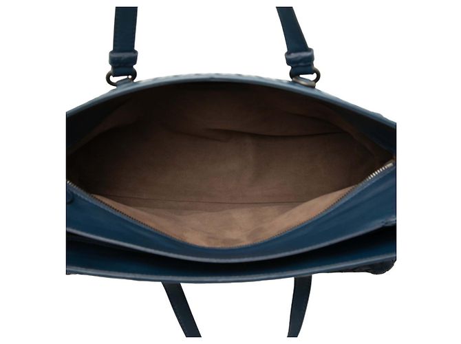 Borsa Tote Bottega Veneta in pelle blu navy - vista 4