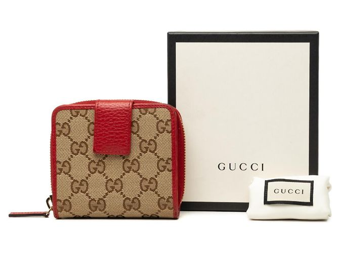 Cartera bi-fold Gucci GG Canvas Roja Beige - vista 8