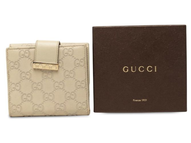 Cartera bi-fold Gucci Guccissima en cuero Ivory White Blanco Crudo - vista 8