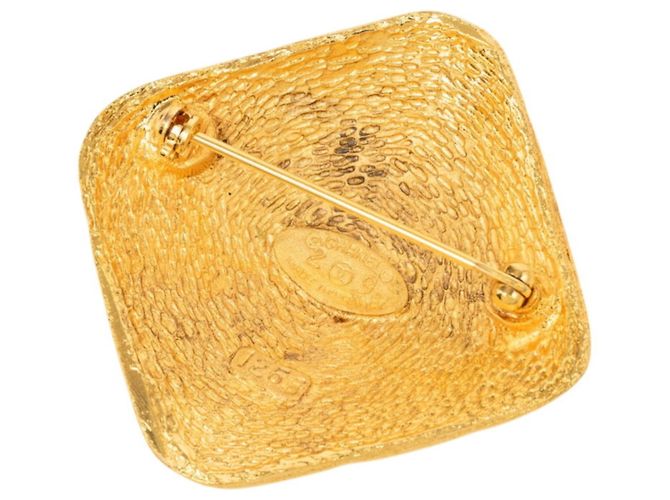 Spilla vintage Chanel Coco Mark motivo diamante D'oro - vista 2