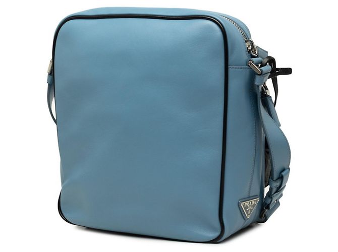 Borsa a tracolla Prada con placca logo triangolare Blu chiaro - vista 2