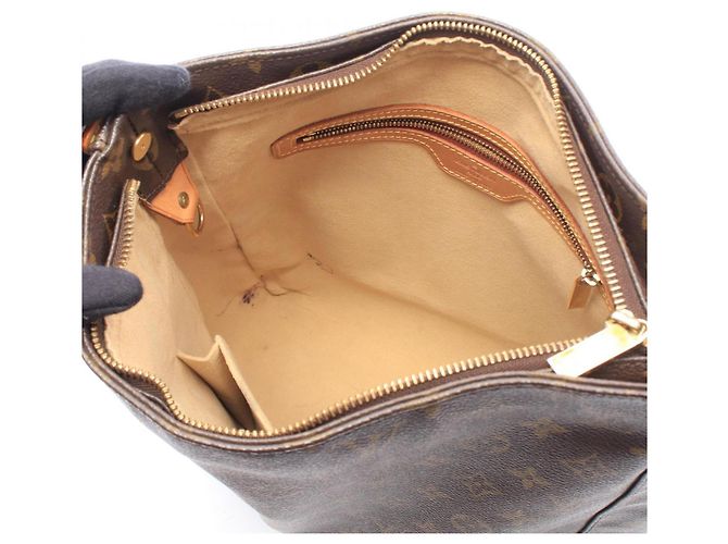 Borsa a tracolla Louis Vuitton Looping GM Monogram Marrone - vista 3