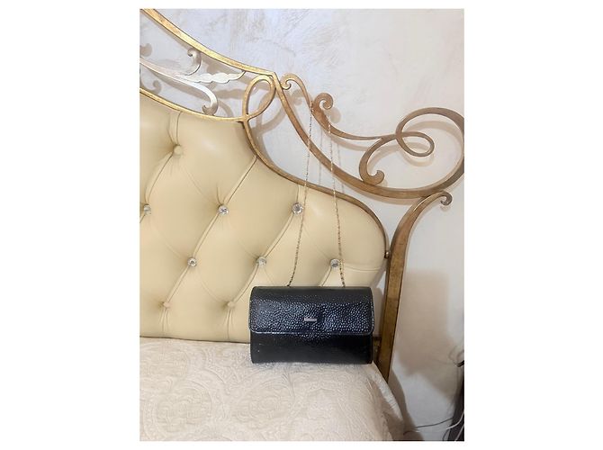 Giorgio Armani Valextra Pochette in Vernice Nera Nero - vista 10
