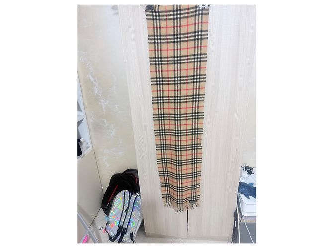 Burberry Check Kaschmirschal - Beige Braun Schwarz Rot - Ansicht 9