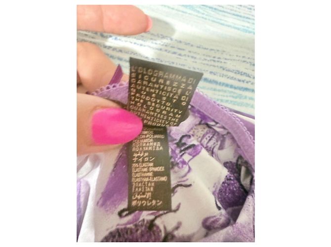 Top de seda Roberto Cavalli morado con estampado abstracto Blanco Dorado Púrpura - vista 11