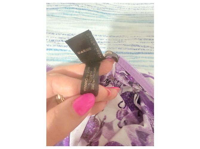 Top de seda Roberto Cavalli morado con estampado abstracto Blanco Dorado Púrpura - vista 13