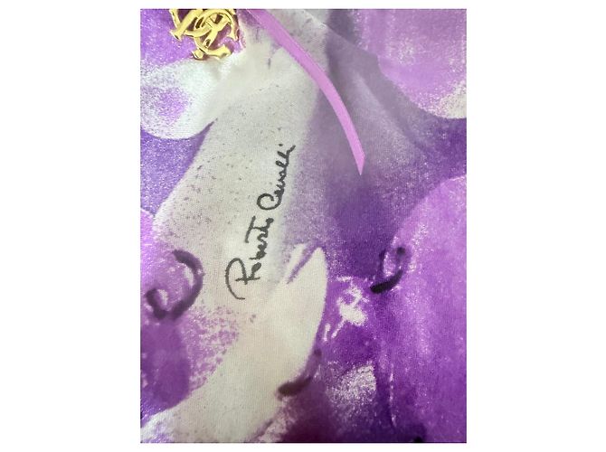 Top de seda Roberto Cavalli morado con estampado abstracto Blanco Dorado Púrpura - vista 3