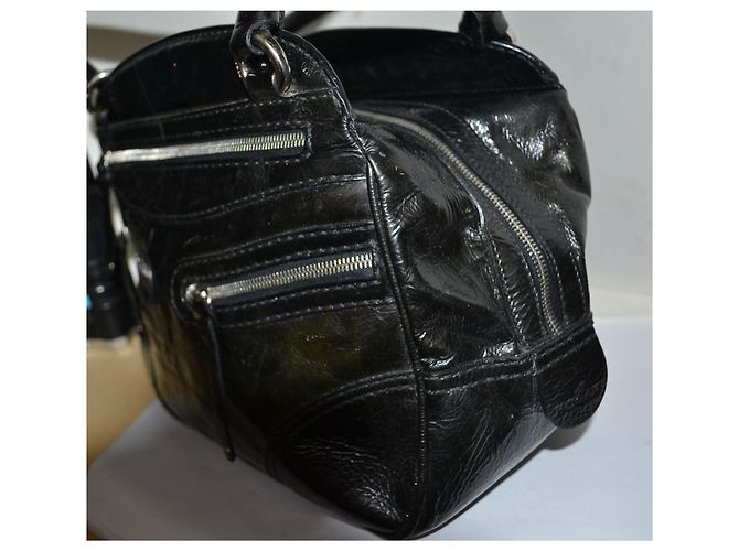 Borsa Hogan in pelle verniciata Nero Verde scuro - vista 4