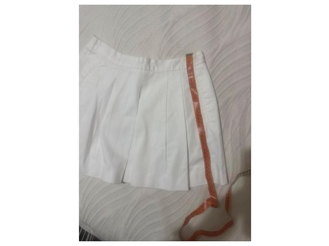 Prada Falda plisada de algodón blanca Blanco - vista 11