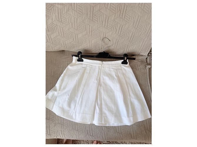 Prada Falda plisada de algodón blanca Blanco - vista 2