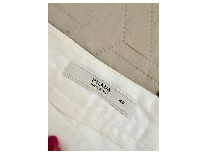 Prada Falda plisada de algodón blanca Blanco - vista 3
