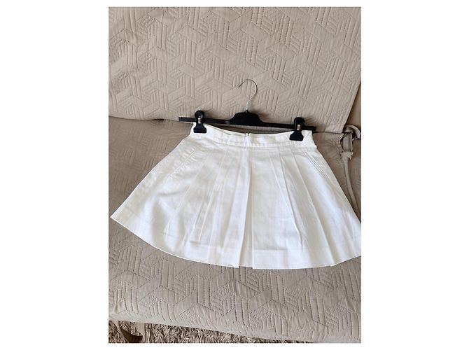 Prada Falda plisada de algodón blanca Blanco - vista 4