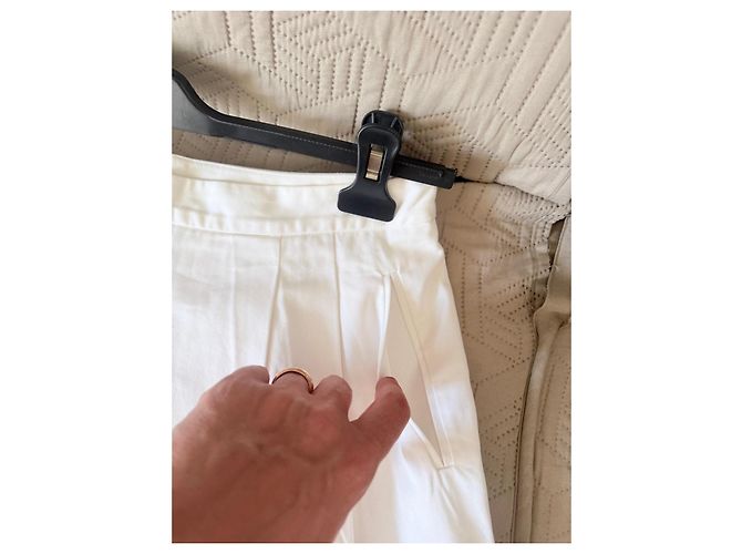 Prada Falda plisada de algodón blanca Blanco - vista 5