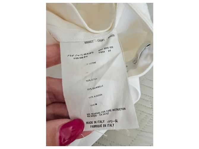 Prada Falda plisada de algodón blanca Blanco - vista 7