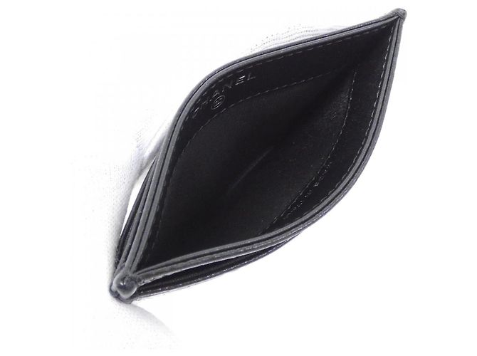 Chanel 82286 Tarjetero de piel de becerro granulada negra Negro - vista 7