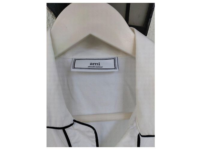 Autre Marque Camicia Ami Alexandre Mattiussi Bianca con Bordi Neri Nero Bianco - vista 2