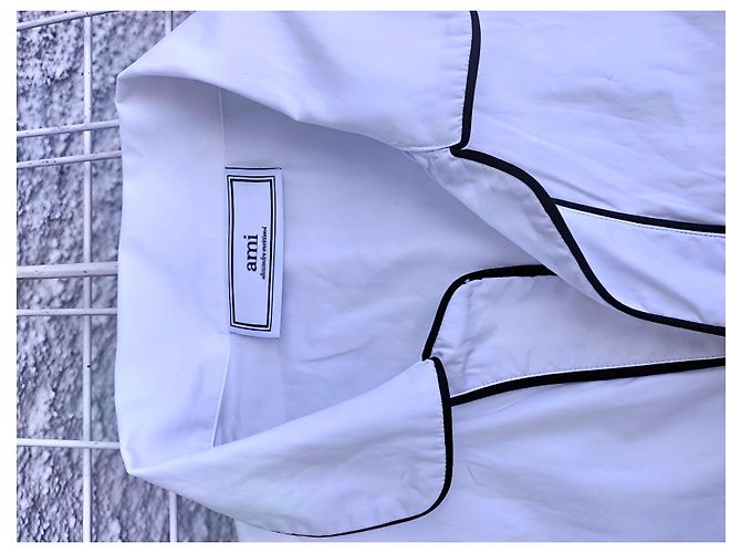 Autre Marque Camicia Ami Alexandre Mattiussi Bianca con Bordi Neri Nero Bianco - vista 5