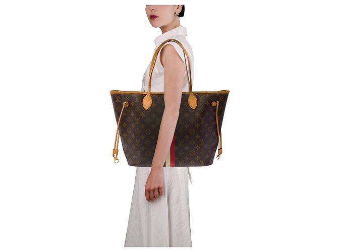 Borsa LOUIS VUITTON Neverfull in Tela Marrone - 103888 - vista 13