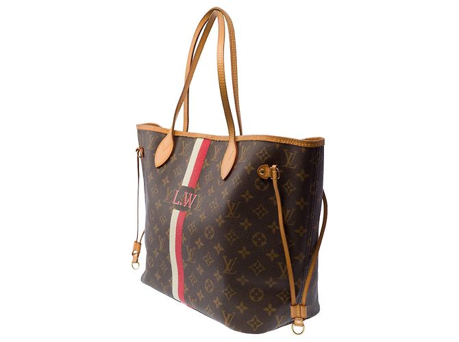 Borsa LOUIS VUITTON Neverfull in Tela Marrone - 103888 - vista 5