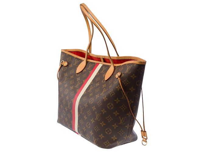 Borsa LOUIS VUITTON Neverfull in Tela Marrone - 103888 - vista 6