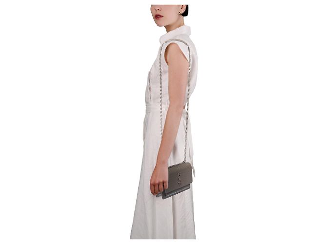 Borsa YVES SAINT LAURENT in Pelle Grigia - 103883 Grigio - vista 12