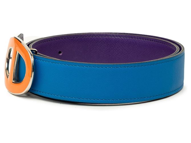 Cintura reversibile Hermès Chain de Ancre in Swift ed Epsom Viola Porpora - vista 2
