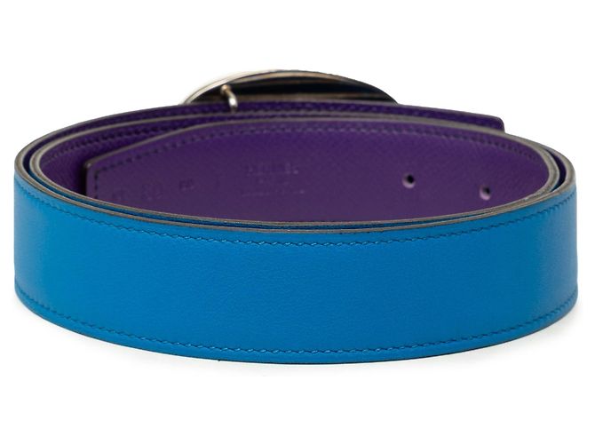 Cintura reversibile Hermès Chain de Ancre in Swift ed Epsom Viola Porpora - vista 3
