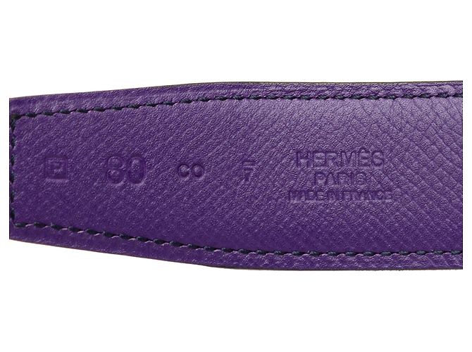 Cintura reversibile Hermès Chain de Ancre in Swift ed Epsom Viola Porpora - vista 4